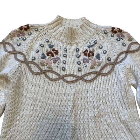 Vintage Marnie West Floral Grandma Feminine Coquette Heavy Knit Sweater Medium - Picture 3 of 11